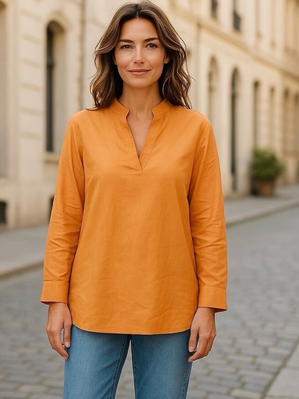 Harshman brand Ellis blouse in persimmon